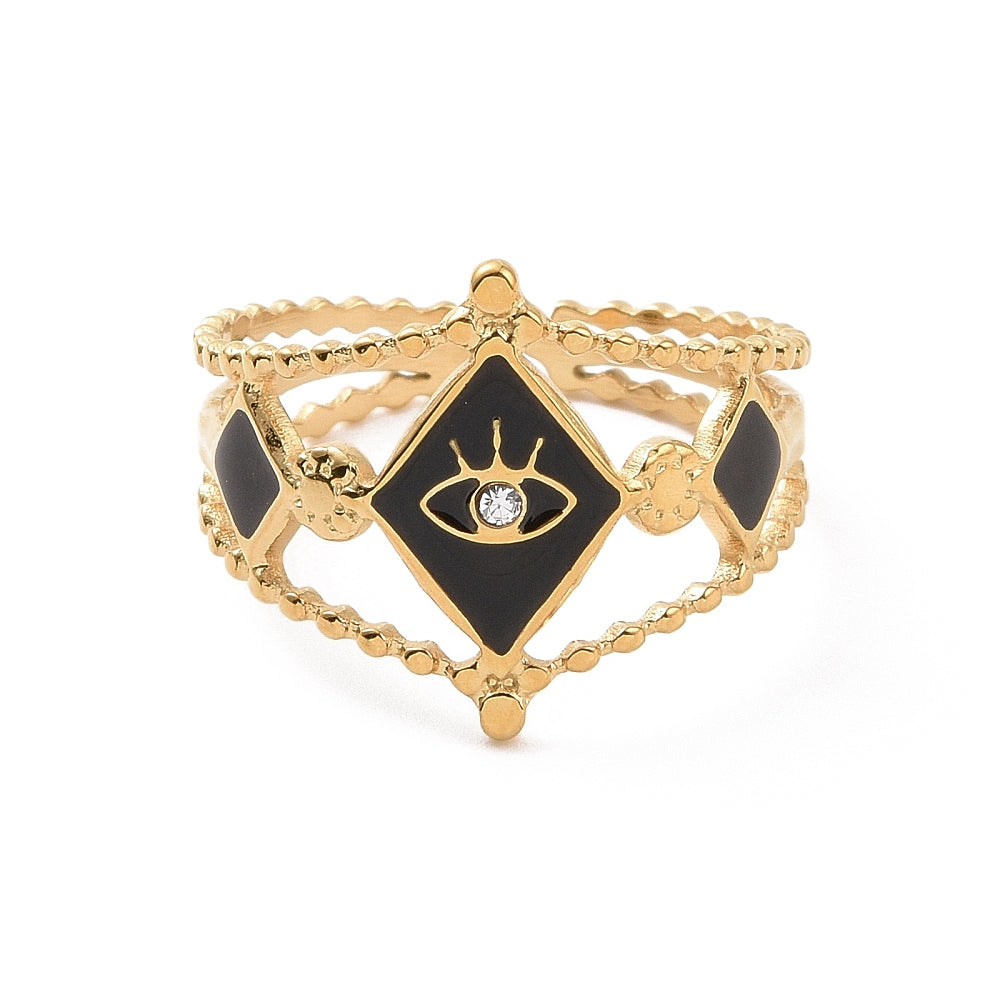 Black Diamond Evil Eye Ring | Adjustable