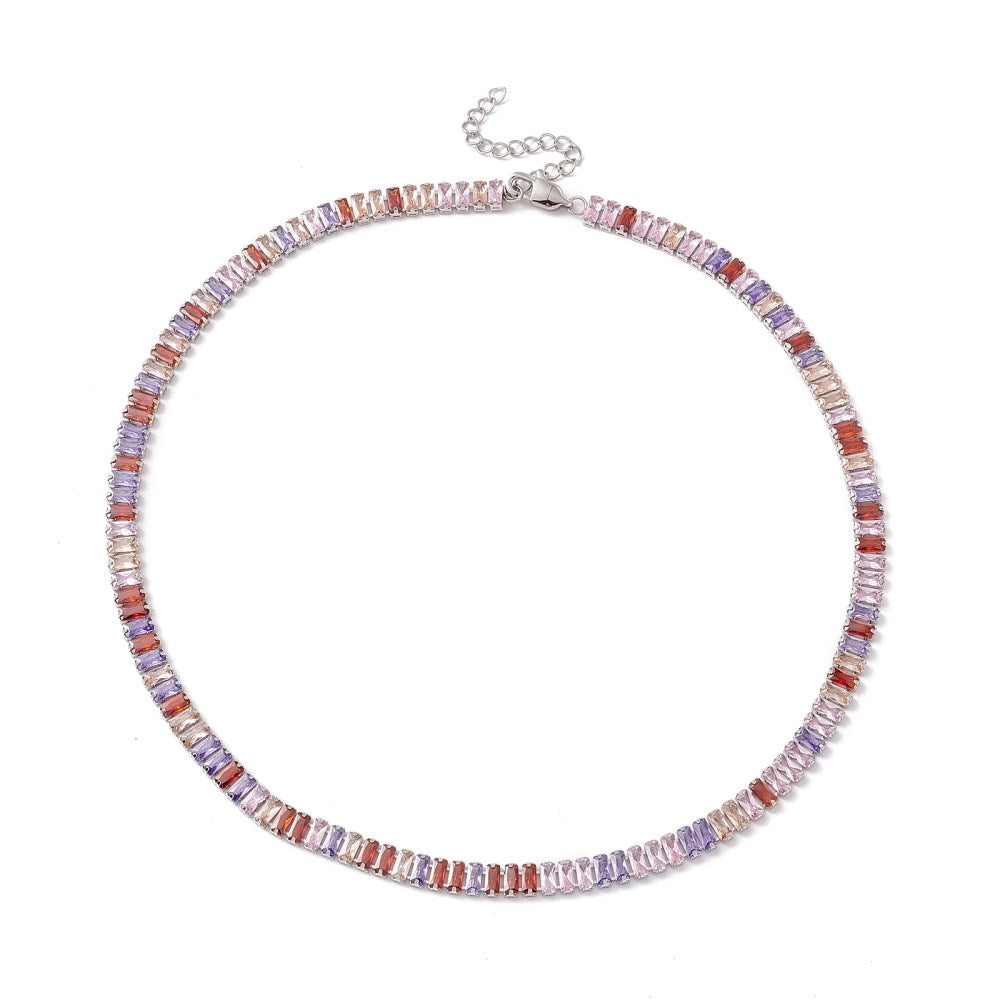 Baguette Necklace | Silver & Multi