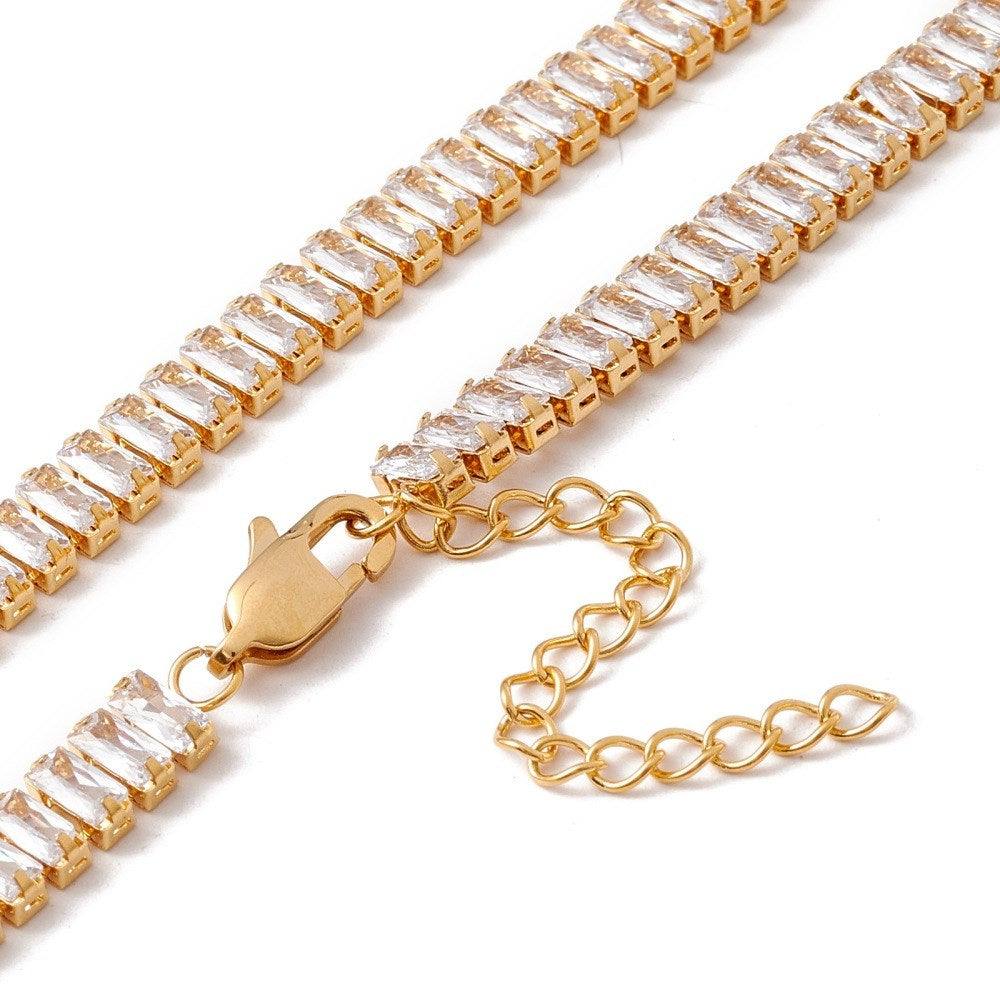 Baguette Necklace | Gold & White