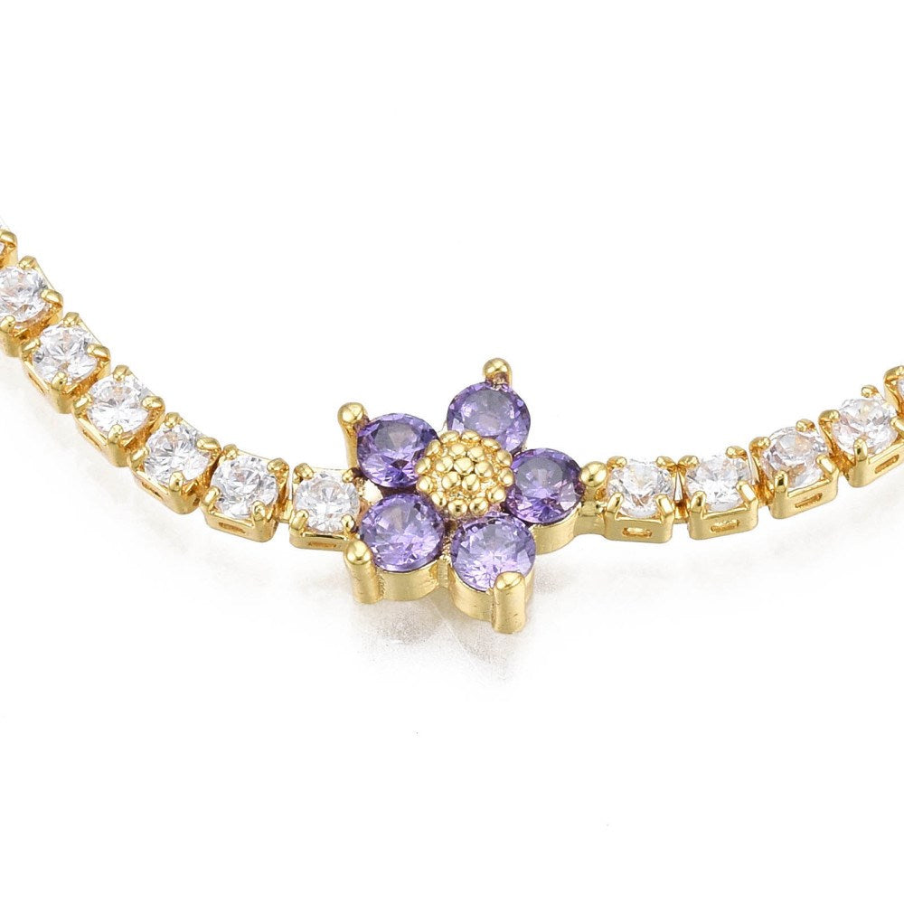 Flower Chain Necklace | Purple