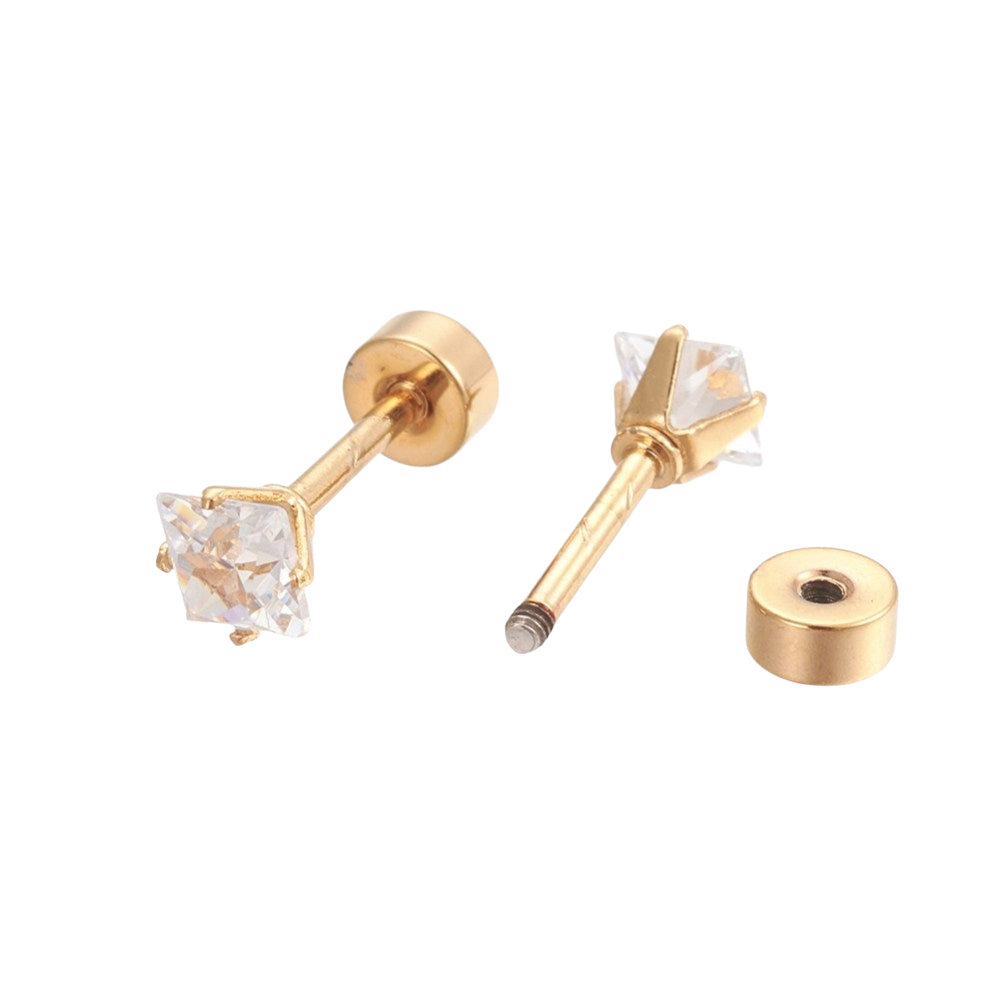 Square Crystal Studs | 3 mm