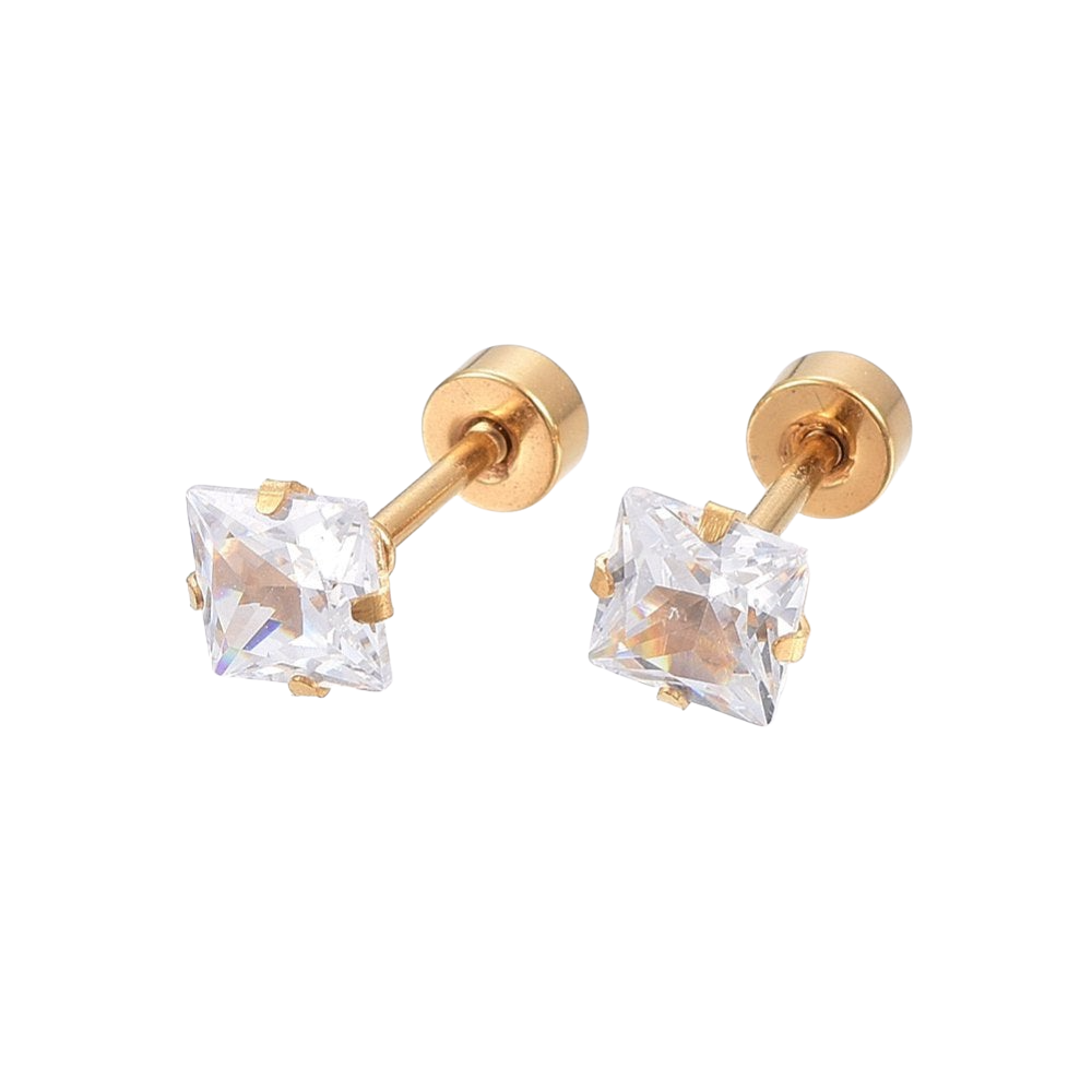 Square Crystal Studs | 4.5 mm