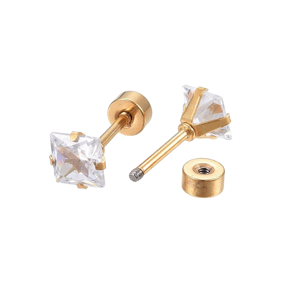 Square Crystal Studs | 4.5 mm