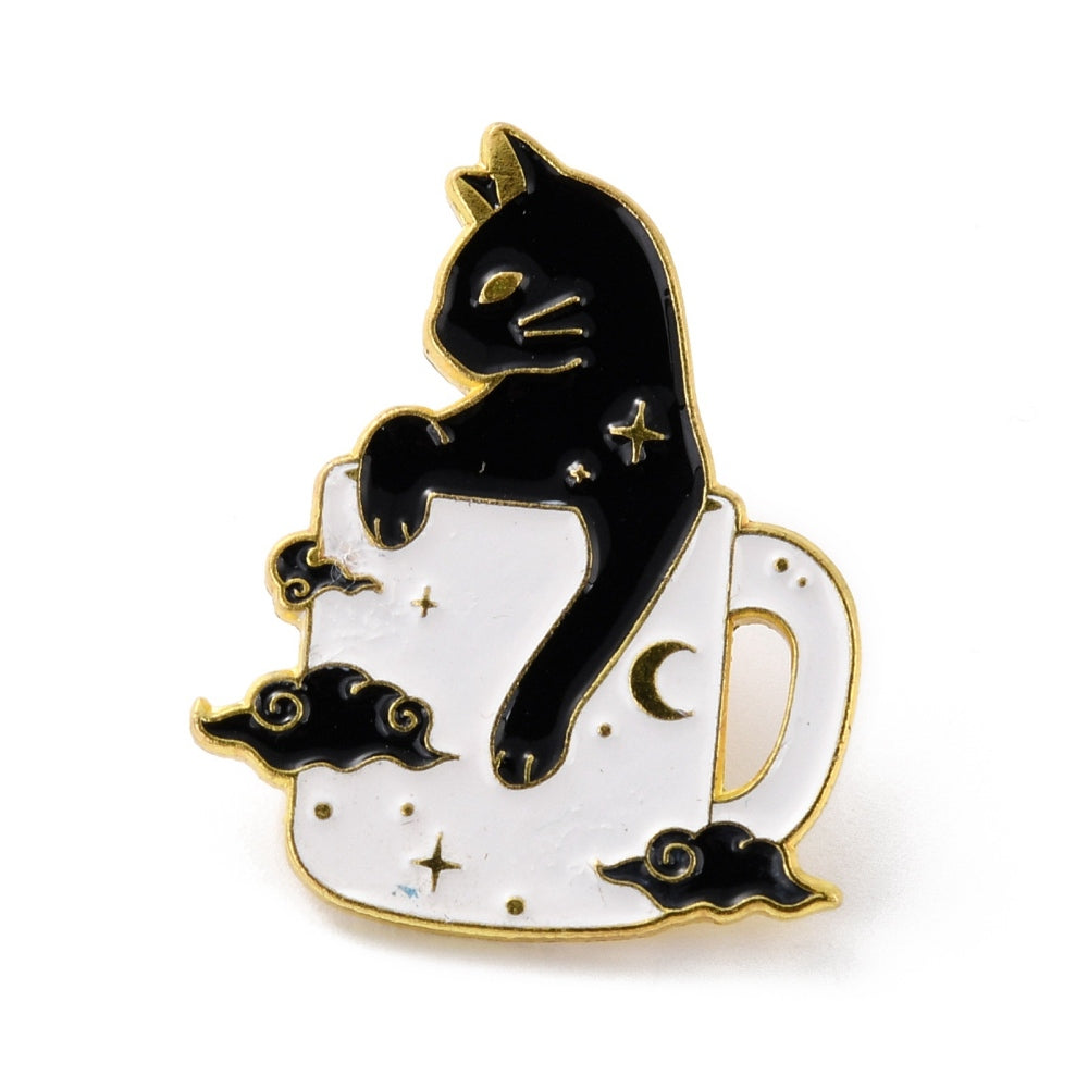 Celestial Coffee Cup Cat Pin