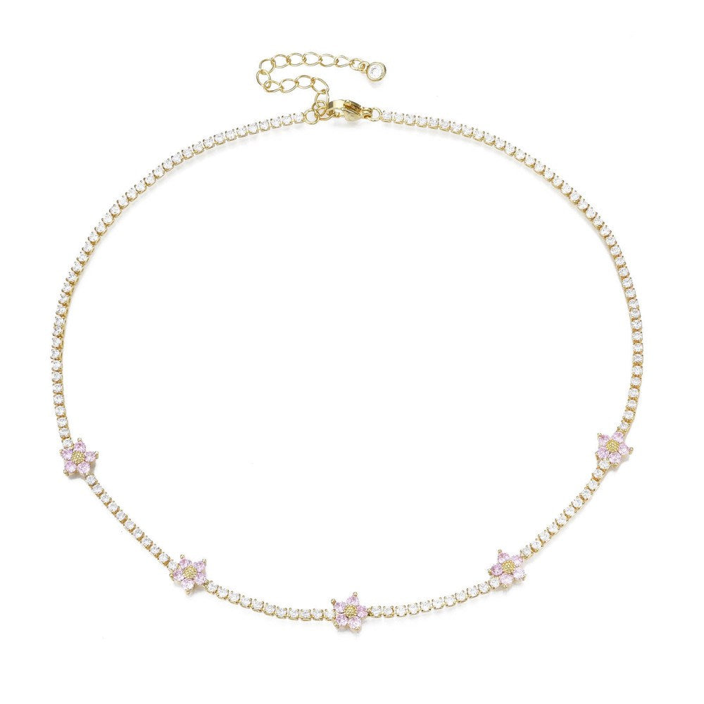 Flower Chain Necklace | Light Pink