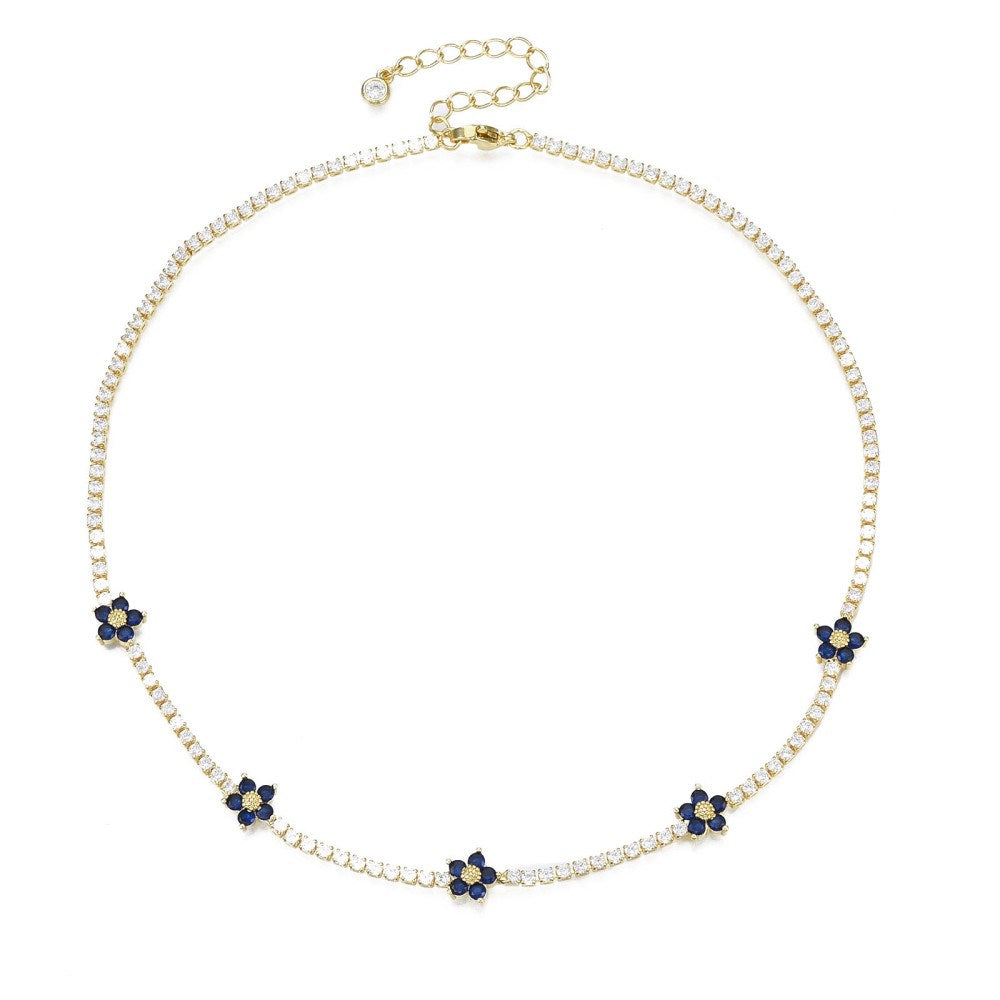 Flower Chain Necklace | Dark Blue