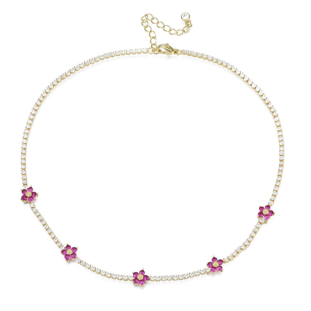 Flower Chain Necklace | Hot Pink
