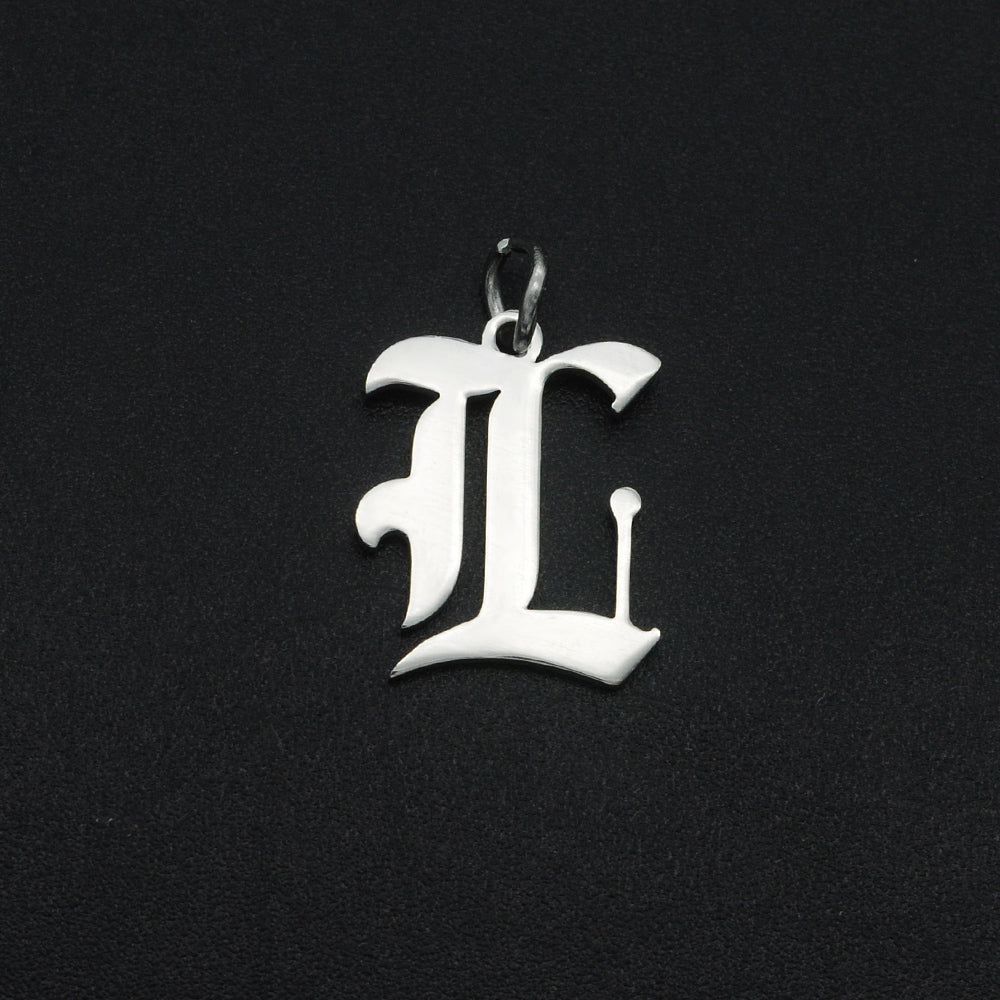 Gothic Initial Necklace | Silver