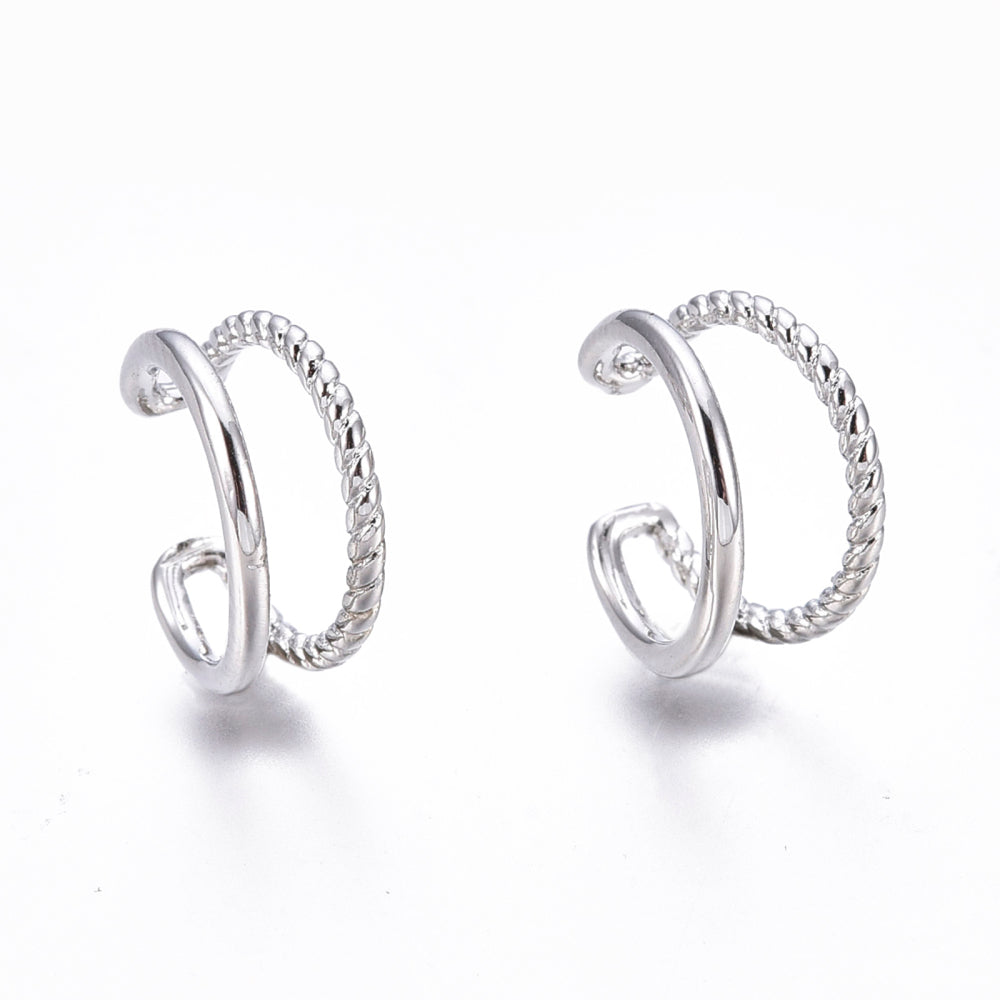 Silver Twisted Double Ear Cuff