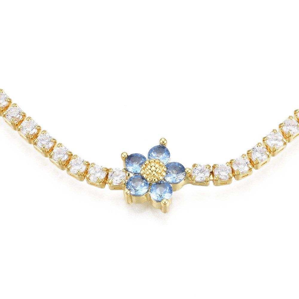 Flower Chain Necklace | Light Blue