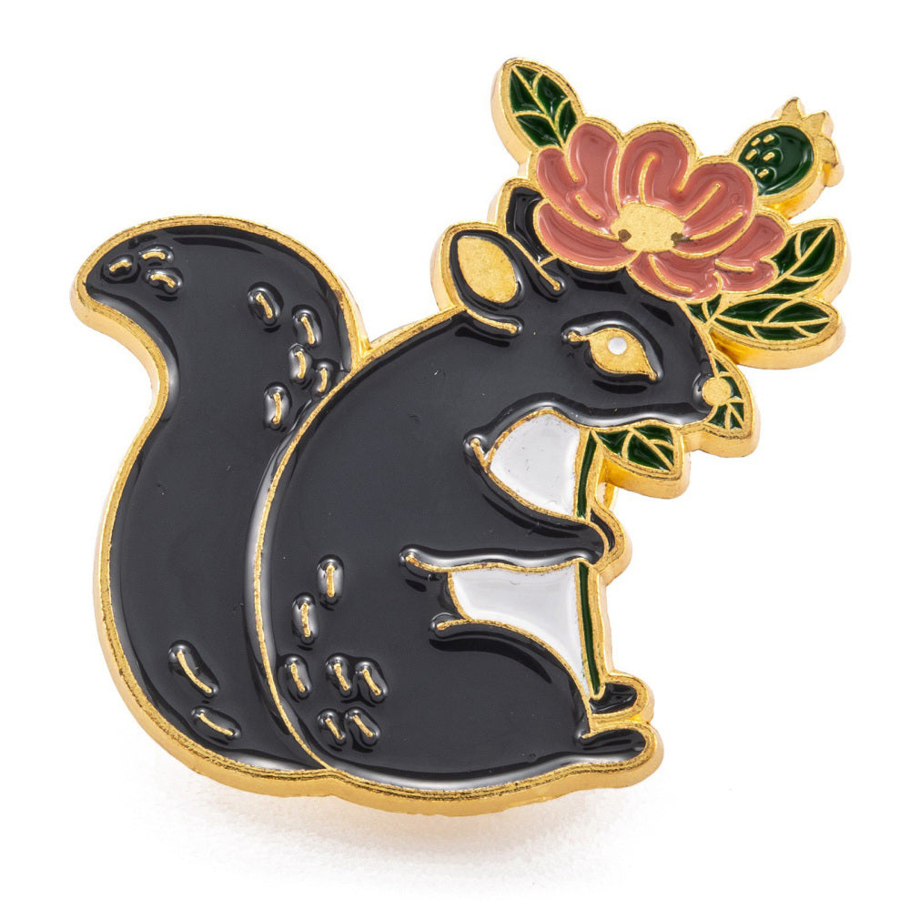 Squirrel & Flower Pin