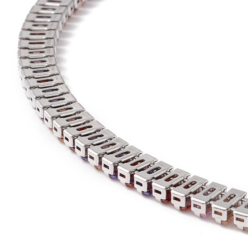 Baguette Necklace | Silver & Multi